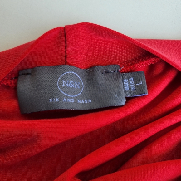 Nick & Nash Red Sleeveless Knee Length Dress Women’s Stretch High Neck Sz L - Picture 7 of 10